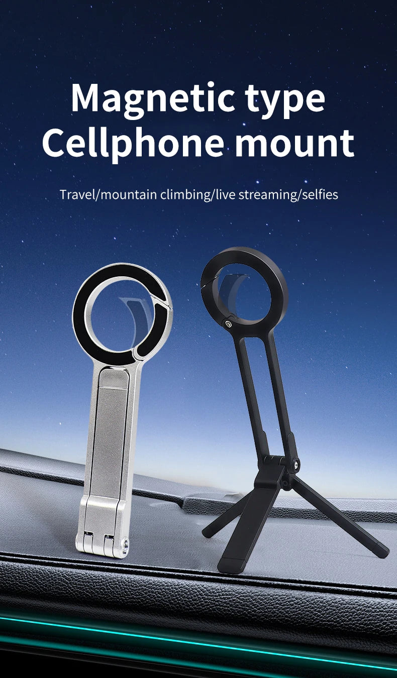 Portable Magnetic Absorption Multi-Function Mobile Phone Stand Carabiner Hanging Design for Hiking Durable Support for Phones