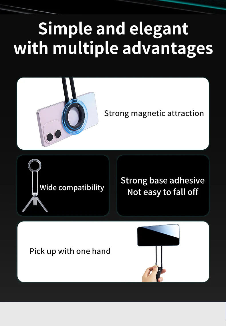 Portable Magnetic Absorption Multi-Function Mobile Phone Stand Carabiner Hanging Design for Hiking Durable Support for Phones