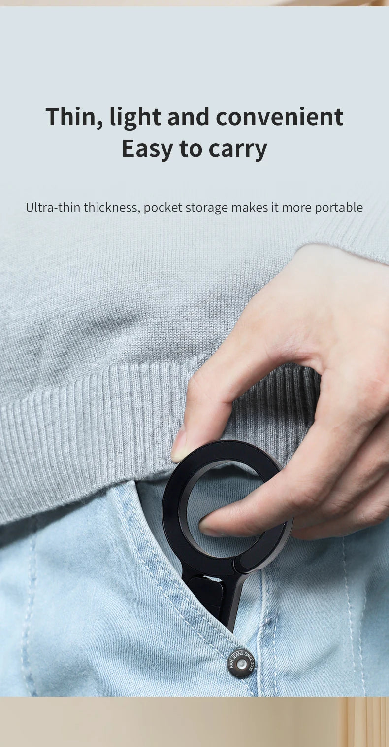 Portable Magnetic Absorption Multi-Function Mobile Phone Stand Carabiner Hanging Design for Hiking Durable Support for Phones